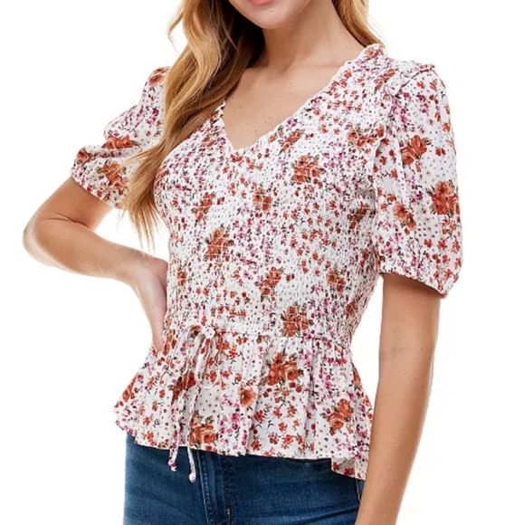 Kingston Tops - Kingston Grey Boho Floral Top
